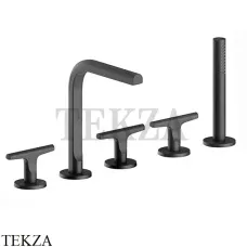 Fantini Sailing Смеситель на борт ванны, с гарнитурой, внешняя часть 67P5J065, Matt Gun Metal