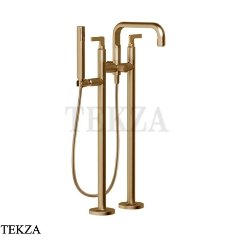 Gessi INCISO Смеситель для ванны напольный, с душевым гарнитуром 58029-726, Warm Steel Br. PVD