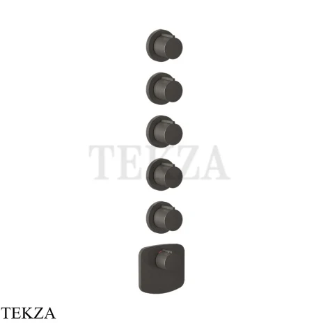 Gessi Ingranaggio-Anello Термостат для душа, 5 потоков, внешняя часть 43240-707, Black Metal Brushed PVD