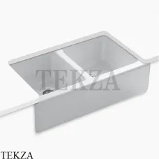 Kohler Hawthorne Мойка для кухни встраиваемая снизу с фартуком, 3 отверстия, чугун K-6534-4U-0, белый глянец