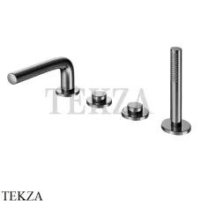 Keuco Edition 400 Смеситель на борт ванны с душевым гарнитуром 51530130200, Хром черный шлифованный