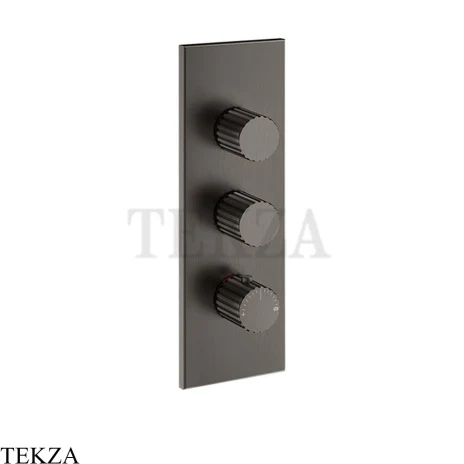 Gessi Incastri Термостат для душа 2 потока, внешняя часть 75314-707, black хром Brush