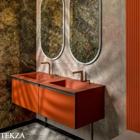 ARMADI ART QUATRO Тумба под раковину 140 см 790-M2-140(70+70)-T-A, TERRACOTTA (терракота), профиль ANTHRACITE (антрацит)