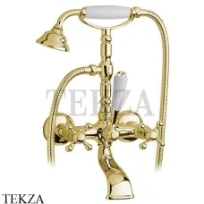 Migliore Revival Смеситель для ванны настенный, с душевым гарнитуром 19511, золото глянец