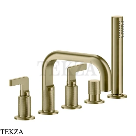 Gessi INCISO Смеситель на борт ванны с изливом, гарнитуром 58040-727, Brushed Brass PVD
