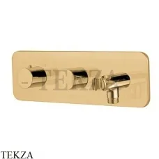 Bossini Teo Термостат для душа 2 потока с держателем, комплект Z005350.043, Золото Satined