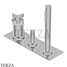 Ritmonio Diametro35 Cross Смеситель на борт ванны, без излива PR53EF101 IX, Brushed steel