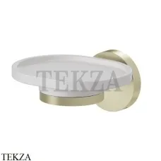 Newform X-Steel 316 Мыльница подвесная с держателем, композит 73200X.59.098, PVD Brushed pale gold