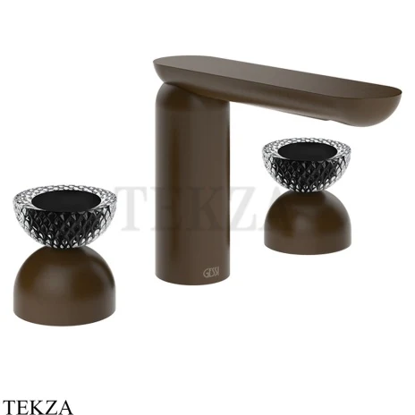 Gessi Perle Смеситель для раковины на 3 отв., без гарнитура 74776-845, бронза Dark Brush