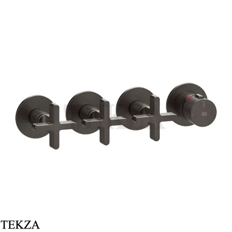 Gessi INCISO SHOWER Термостатический смеситель, 3 потока, внешняя часть 58436-707, Black Metal Brushed PVD