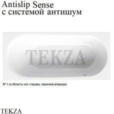 BETTE BetteComodo Ванна прямоугольная, перелив впереди, сталь 1622-000 AS, антишум, антислип Sense, белый глянец