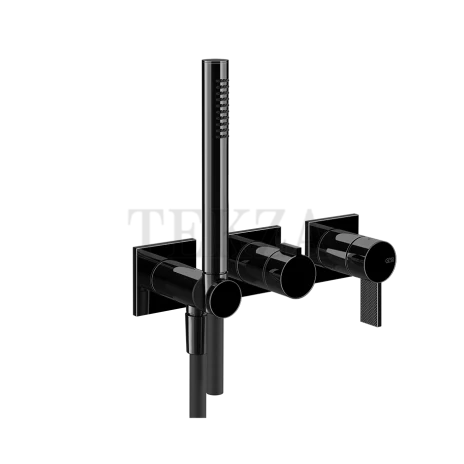 Gessi Inverso Diamantato Смеситель для душа, 2 потока, с гарнитуром, внешняя часть 73636-706, Black Metal PVD