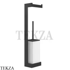 Gessi Rettangolo Стойка настенная с бумагодержателем и ершиком, белый 20867-299, Black XL