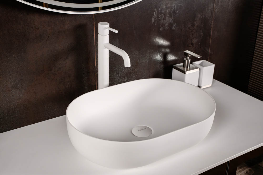 ARMADI ART FLAT Раковина накладная SLIM овальная без отверстия под смеситель 879-50, белый матовый