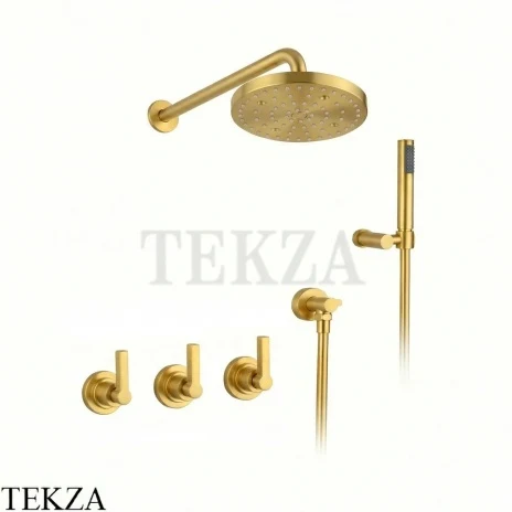 Nicolazzi Mac Kinley 05 Душевой комплект, смеситель, верхний душ, ручной душ 2233EXTSG29, Satin Gold
