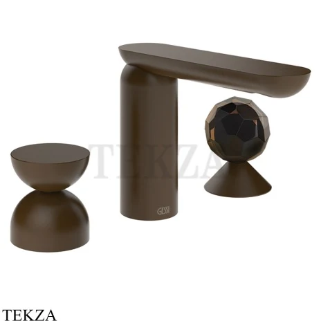 Gessi Perle Смеситель для раковины на 3 отв., без гарнитура 74928-845, бронза Dark Brush