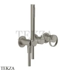Gessi ANELLO Смеситель для душа на 2 потока, с гарнитуром, внешняя часть 63345-149, Finox Brushed Nickel