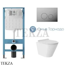 Aqueduto CONE Комплект унитаза торнадо c инсталляцией, кнопка хром глянец AQDS118T Белый глянец