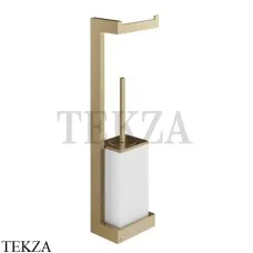 Gessi Rettangolo Стойка настенная с бумагодержателем и ершиком, белый 20867-726, Warm Bronze Br.