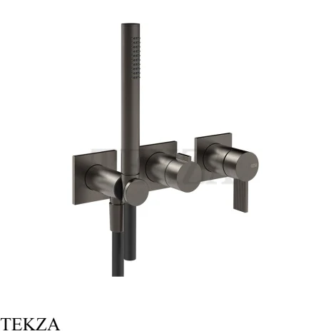 Gessi Inverso RIGATO Смеситель для душа, 2 потока, с гарнитуром, внешняя часть 73536-707, Black Metal Br. PVD