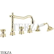 Migliore Revival Смеситель на борт ванны с душевым гарнитуром 19507, золото глянец