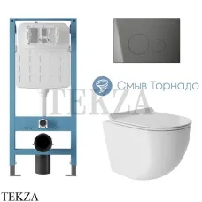 Aqueduto OVO Plus Комплект унитаза торнадо c инсталляцией, кнопка оружейная сталь AQDS223T Белый глянец