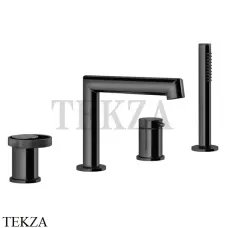 Gessi ANELLO Смеситель на борт ванны с изливом и душевым гарнитуром 63337-706, Black Metal