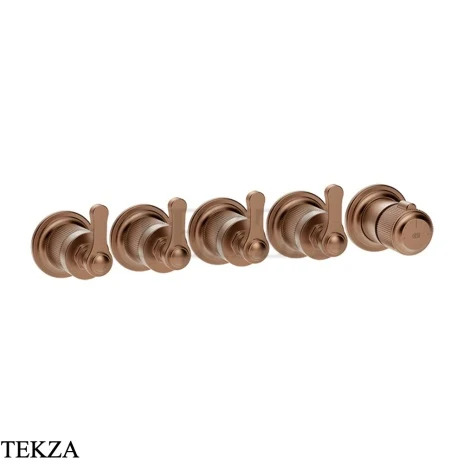 Gessi VENTI20 Термостат для душа, 4 потока, внешняя часть 65338-708, Copper Brushed PVD
