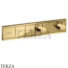 Hansgrohe RainSelect Термостатический модуль, 2 потока, внешняя часть 15380990, золото глянец Hansgrohe RainSelect Термостатический модуль, 2 потока, внешняя часть 15380990, золото глянец