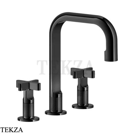 Gessi INCISO+ Смеситель для раковины, 3 отверстия, средний, без гарнитура 58114-706, Black Metal PVD