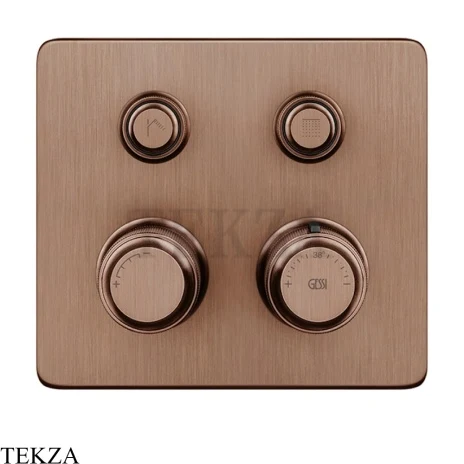 Gessi VENTI20 Термостатический смеситель на 2 потока, внешняя часть 65232-708, Copper Brushed PVD