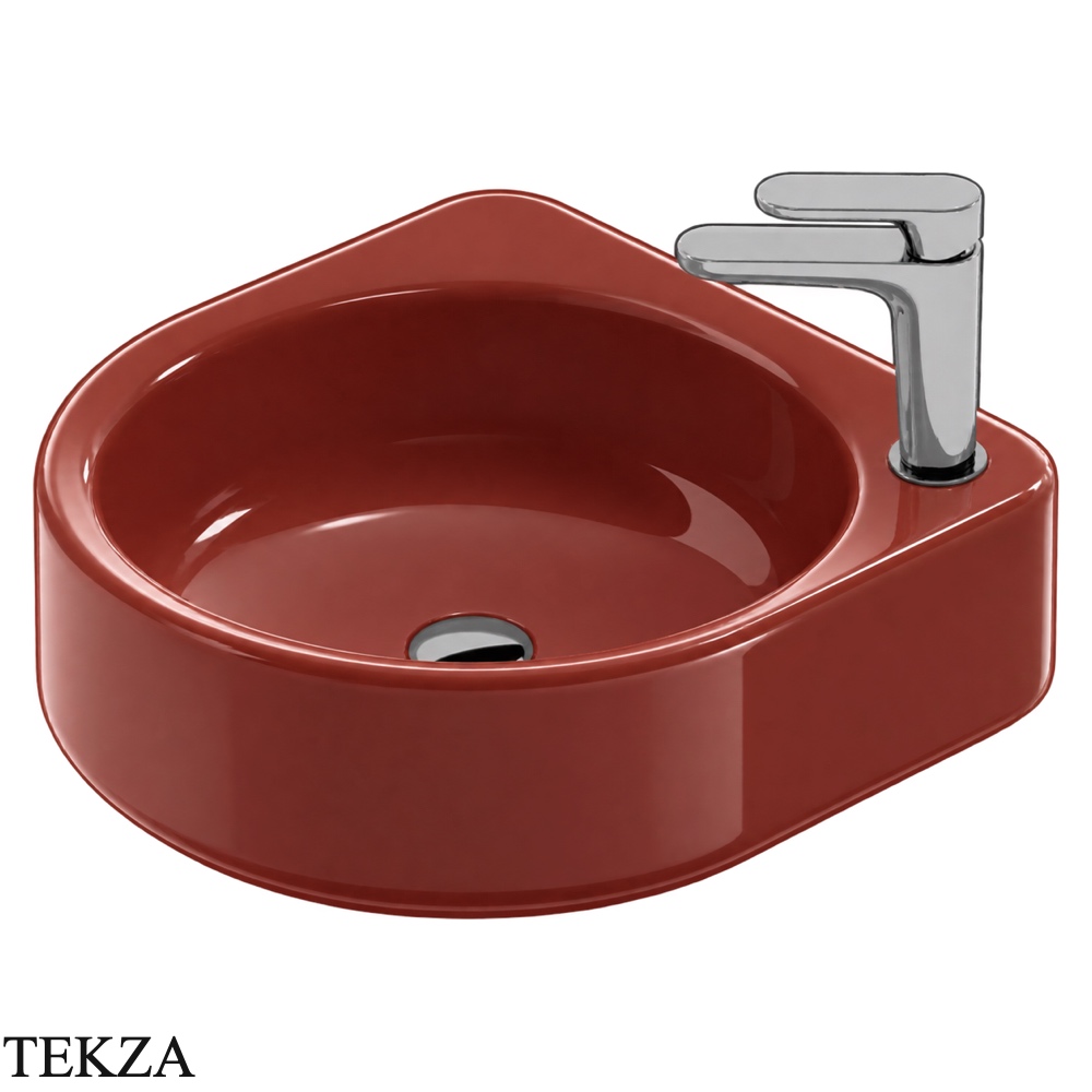 ArtCeram Won раковина подвесная и накладная The.Saniglaze с боковой площадкой WNL004 68 34, Paprika глянец