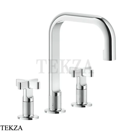 Gessi INCISO+ Смеситель для раковины 3 отверстия, средний, с донным клапаном 58113-031, хром глянец