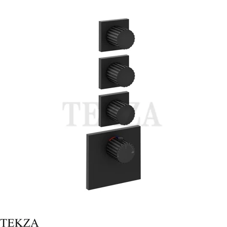 Gessi Incastri Термостат для душа 3 потока, внешняя часть 75306-299, черный матовый