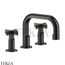 Gessi INCISO+ Смеситель для раковины на 3 отверстия, с донным клапаном 58111-707, Black Metal Brushed