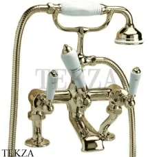 Devon&Devon DANDY Смеситель на борт ванны, с гарнитуром MARF40B, золото светлое глянец