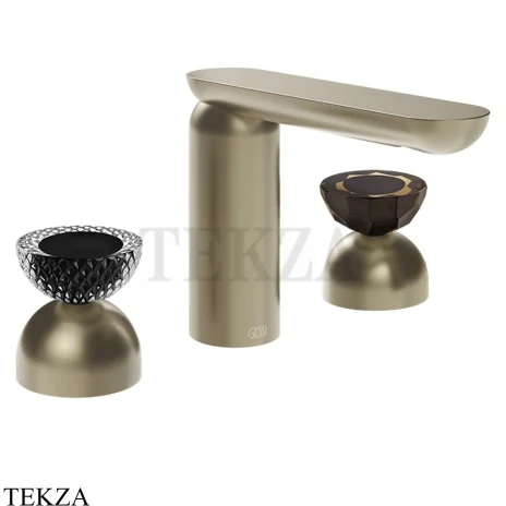 Gessi Perle Смеситель для раковины на 3 отв., без гарнитура 74786-149, нерж. сталь Brush / никель Brushed