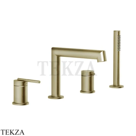 Gessi INGRANAGGIO Смеситель на борт ванны, с гарнитуром 63537-727, Brushed Brass PVD