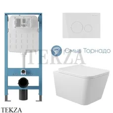 Aqueduto MACIO Plus Комплект унитаза торнадо c инсталляцией, кнопка Novo белый глянец AQDS363T, Белый глянец