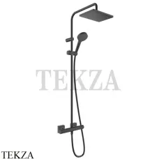 Hansgrohe Vernis Shape Душевая система 1jet c термостатом 26286670, черный матовый Hansgrohe Vernis Shape Душевая система 1jet c термостатом 26286670, черный матовый
