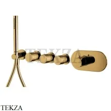 FIMA Carlo Frattini Spillo UP Термостат для душа 3 потока с гарнитуром, внешняя часть F3188X3OS, Brushed gold