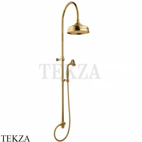 Nicolazzi Nuova Brenta Душевая стойка, верхний душ 20 см, ручной душ, подвижный слайдер 5719WSGO20, золото глянец Gold 24k