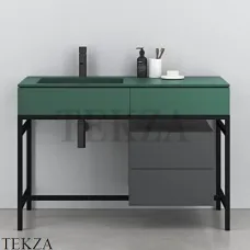 CIELO MILANO Консоль с керамической раковиной, ящик, тумба, Muschio-черный