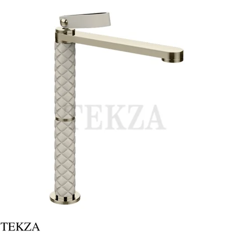 Gessi Pelle Laccetto Смеситель для раковины высокий, с донным клапаном, 78453-433, Crème/Nickel PVD