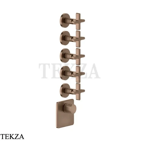 Gessi INCISO WELLNESS Термостат 5 выходов, внешняя часть 58350-708, Copper Brushed PVD