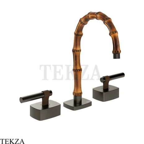 Gessi Jacqueline Смеситель для раковины на 3 отв., без донного клапана 77011-707, black хром Brush