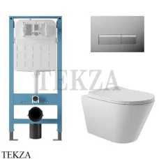 Aqueduto CONE Комплект унитаза c инсталляцией, кнопка хром глянец AQDS197, Белый глянец