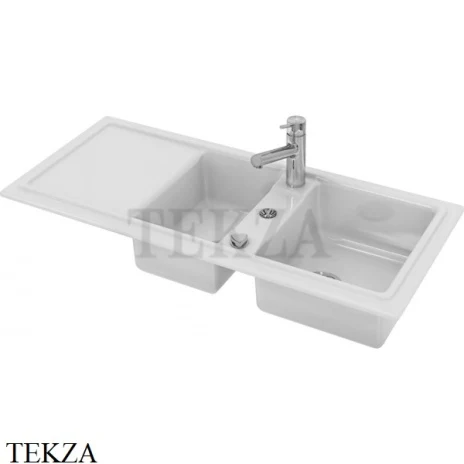 Duravit Cassia 80 Кухонная мойка двойная 116x51, встраиваемая 7513110000, белый глянец