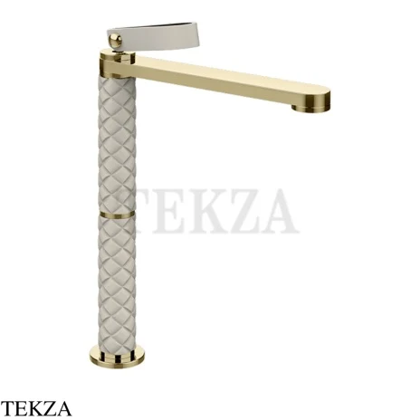 Gessi Pelle Laccetto Смеситель для раковины высокий, без гарнитуры, 78404-434, Crème/Brass PVD