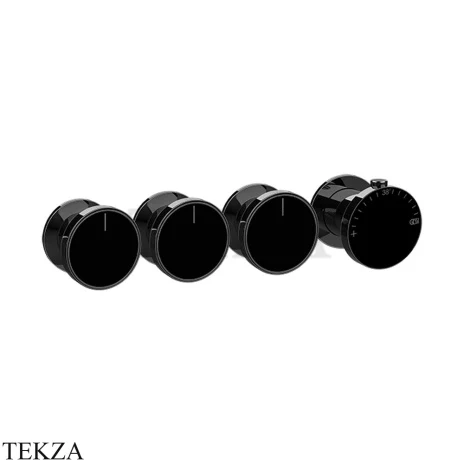 Gessi Origini MATERIC Термостат для душа 3 потока, внешняя часть 66336-706, Black Metal PVD